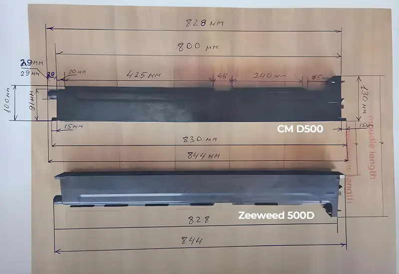 ZW500 Membrane Measurement Guide - Dimensional Specifications