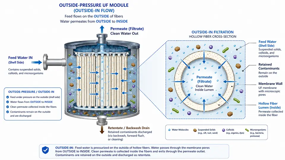 Outside Pressure UF Filtration Module Diagram