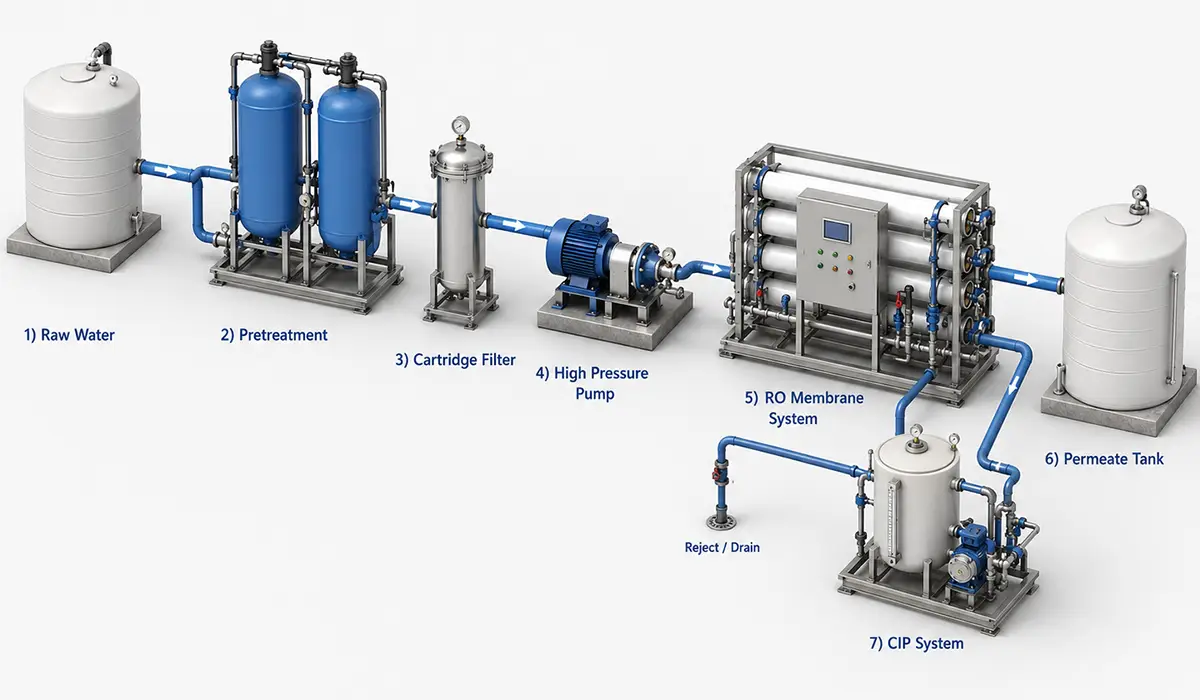 Typical Industrial RO Process Flow Diagram