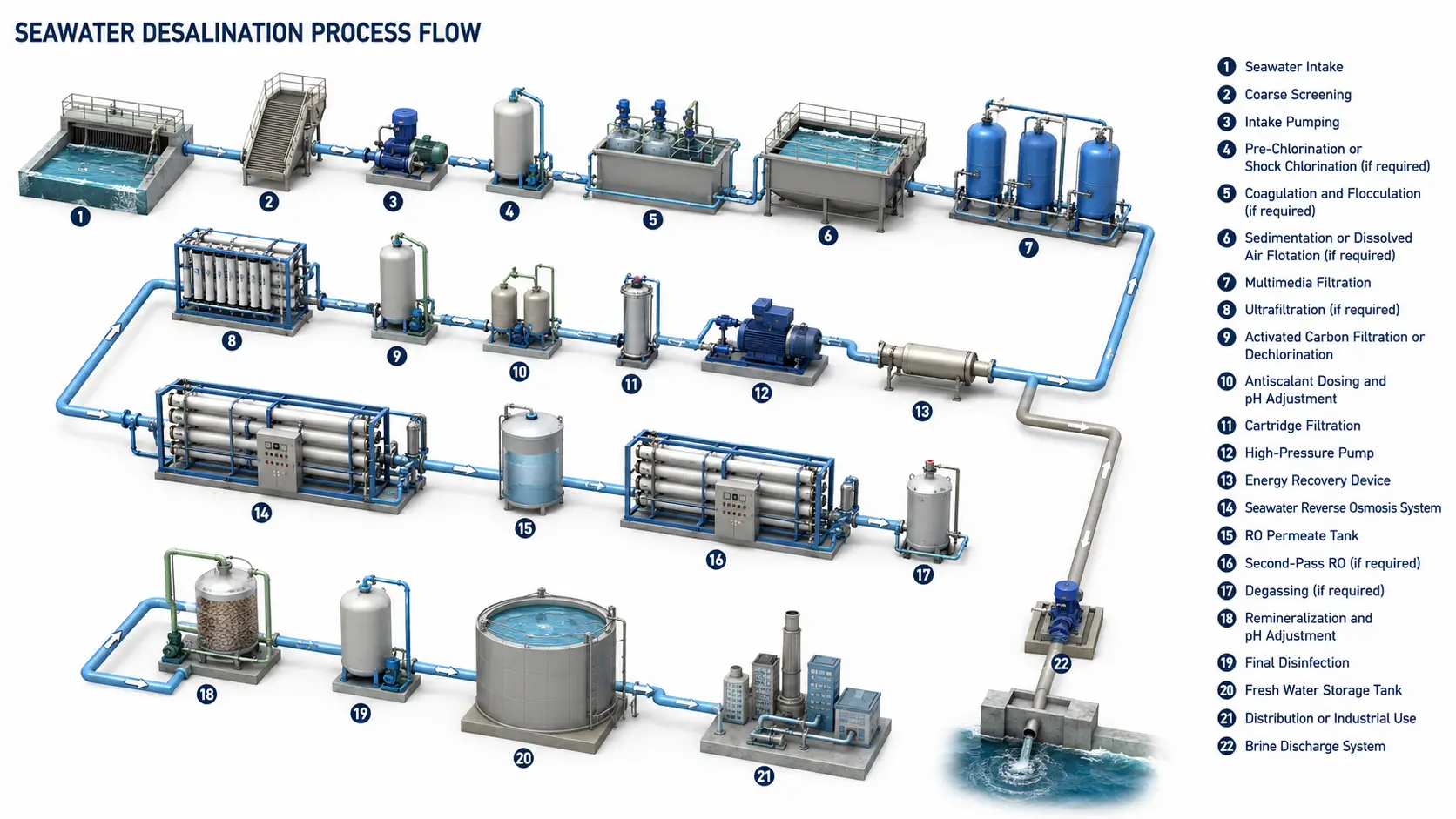 Complete Seawater Desalination System Process
